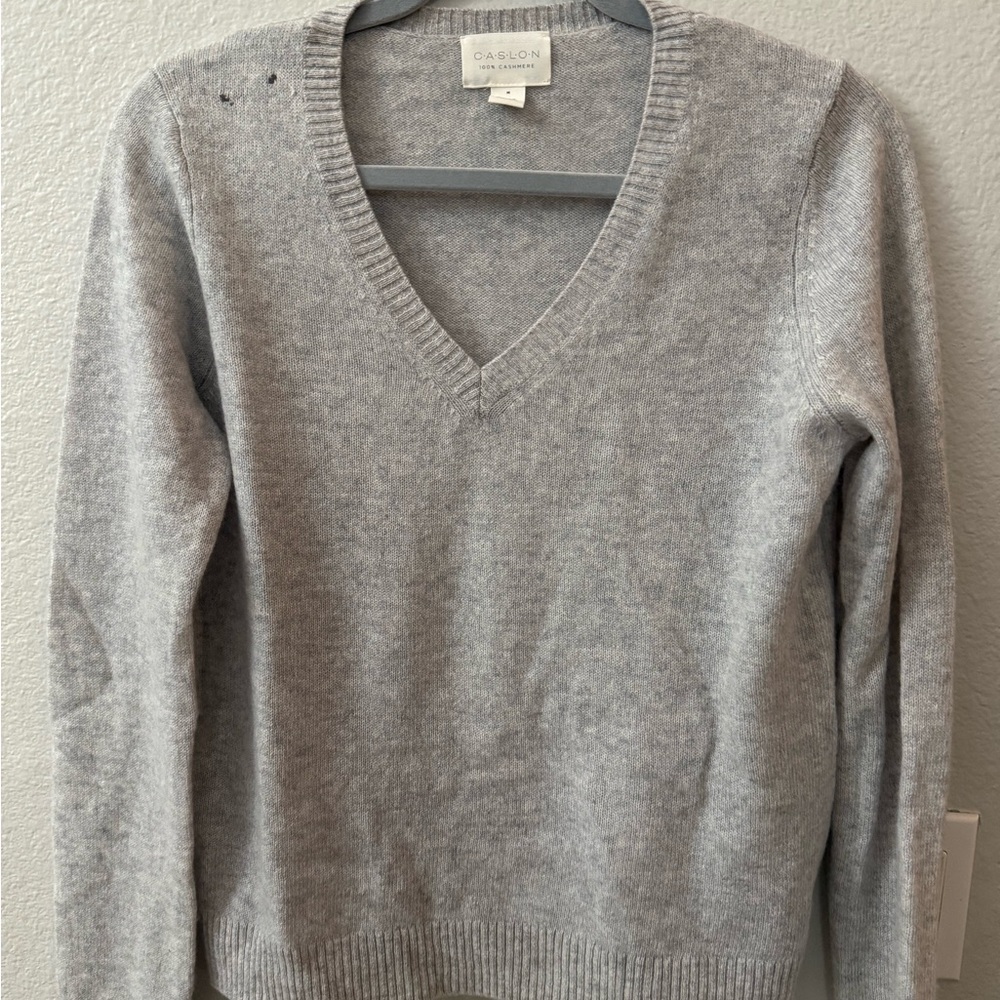 Caslon Light Gray Cashmere Sweater